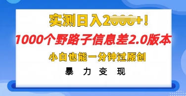 2025抖音1000个野路子信息差最新玩法,一分钟过原创,暴力变现月入几k-财富群
