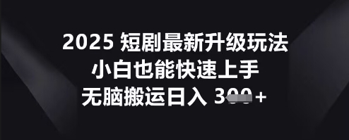2025短剧最新升级玩法，小白也能快速上手，无脑搬运日入3张-财富群