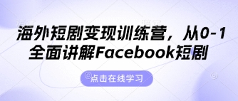 海外短剧变现训练营,从0-1全面讲解Facebook短剧-财富群
