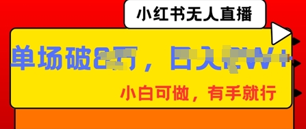 小红书无人直播，纯小白可做，有手就行，单场直播销售额破8w-财富群