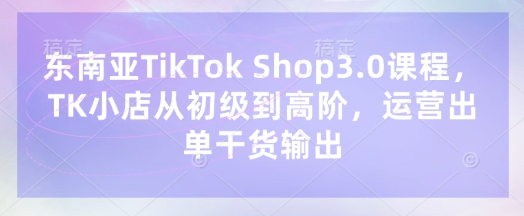 东南亚TikTok Shop3.0课程，TK小店​从初级到高阶，运营出单干货输出-财富群