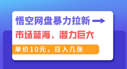 悟空网盘暴力拉新:一单10元,市场空白,日入几张-财富群