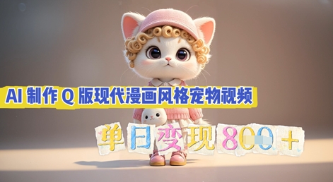 AI制作Q版现代漫画风格宠物视频，单日变现几张-财富群