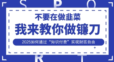 韭菜生涯终结者，我来教你做镰刀，2025如何通过“知识付费”实现财F自由【揭秘】-财富群